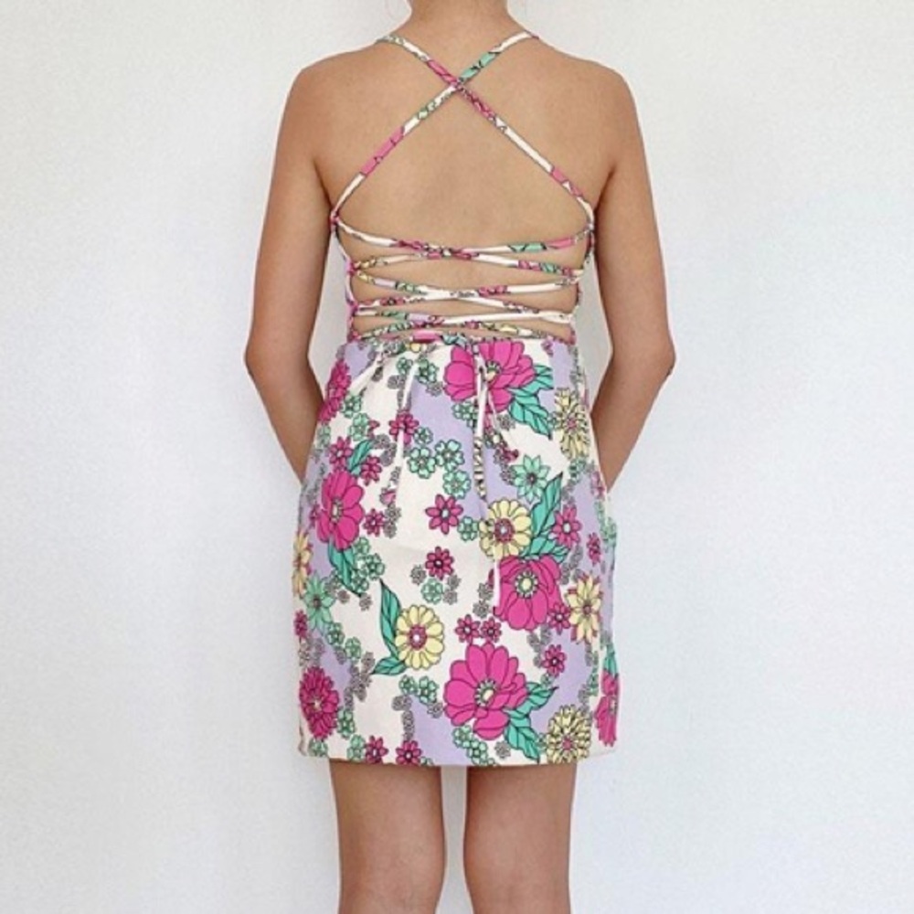 Zara Floral Sleeveless Spaghetti Strap Crop Tank Top Size Medium - Picture 3 of 12